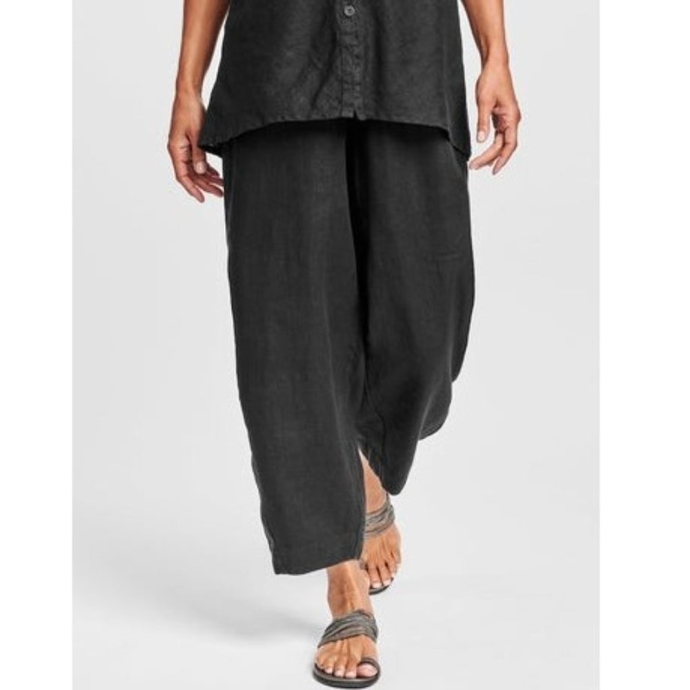 FLAX Black Linen Pants~L~New